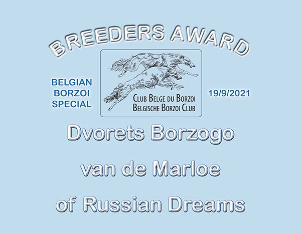 Belgian Borzoi Special 2021 - Breeders awards